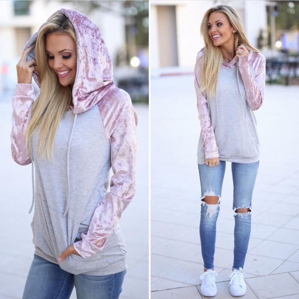 All The Feels Hoodie - Heather Grey & Blush